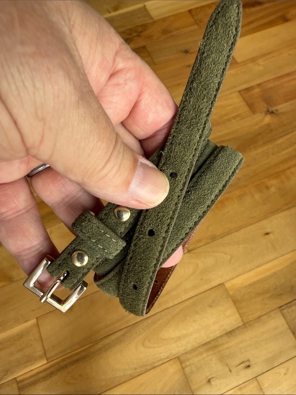 NEW J. Crew moss green suede belt